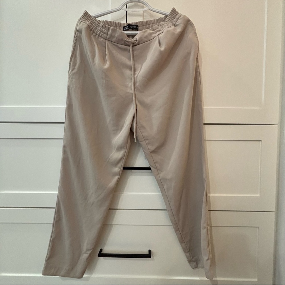 Neutral Beige Drawstring Pants